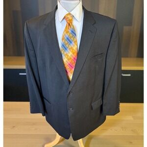 Joseph Feiss Blazer Sport Coat Sz 50R Big & Tall 100% Wool Jacket Solid Black‎